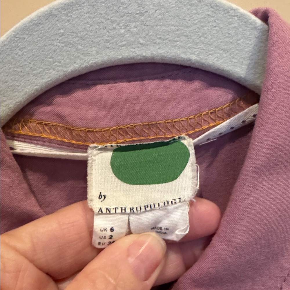 Anthropologie Mauve Hot Air Balloon Button Down Blouse - Picture 5 of 7